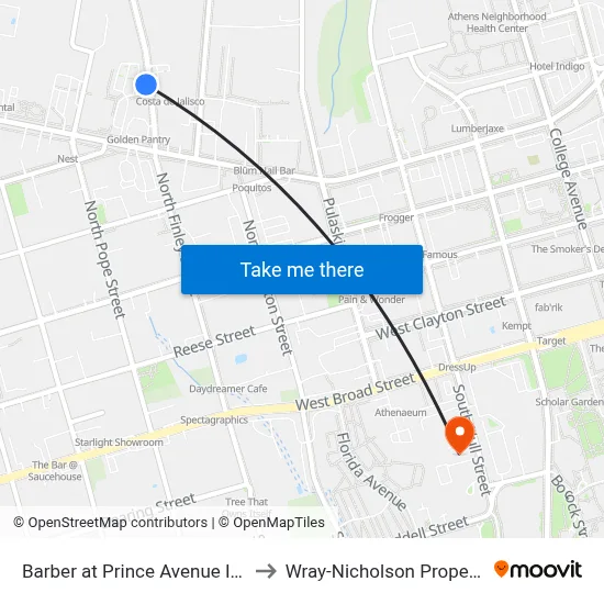 Barber at Prince Avenue Inbound to Wray-Nicholson Property 240 map