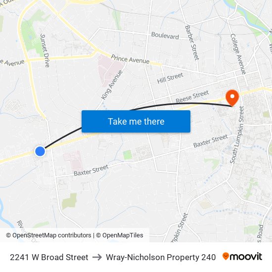 2241 W Broad Street to Wray-Nicholson Property 240 map