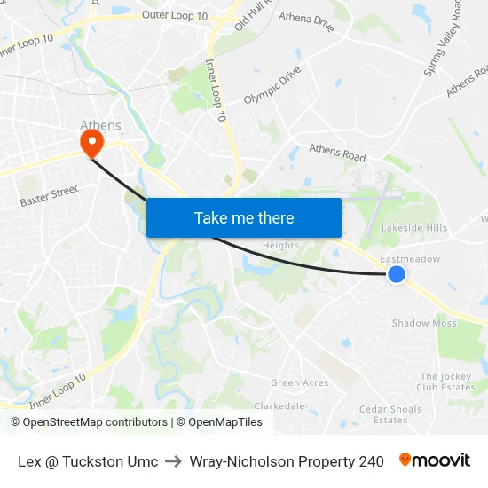 Lex @ Tuckston Umc to Wray-Nicholson Property 240 map