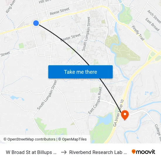 W Broad St at Billups St Ob to Riverbend Research Lab South map