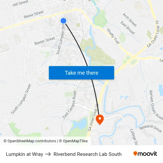 Lumpkin at Wray to Riverbend Research Lab South map