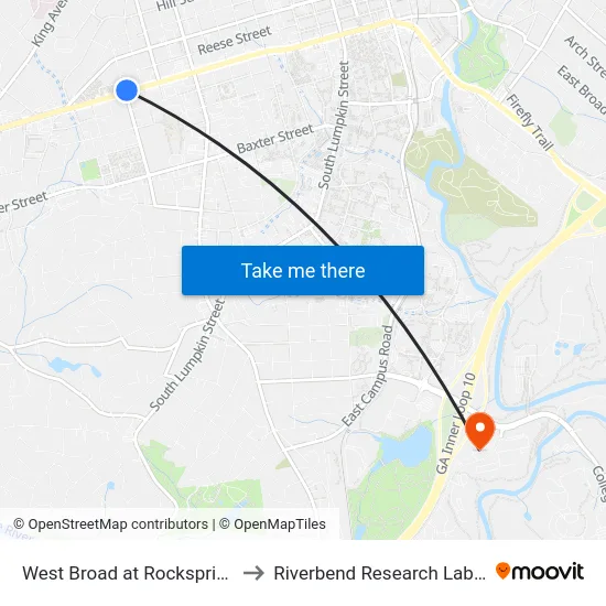 West Broad at Rocksprings Ob to Riverbend Research Lab South map