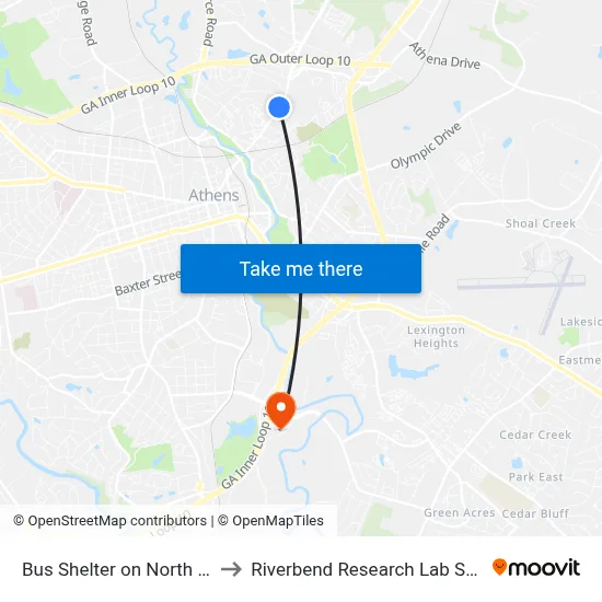 Bus Shelter on North Ave to Riverbend Research Lab South map