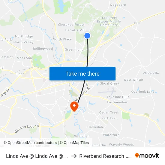 Linda Ave @ Linda Ave @ Clarke Cty to Riverbend Research Lab South map