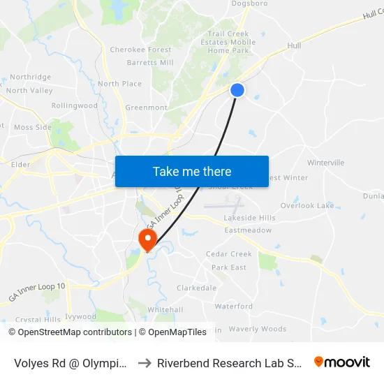 Volyes Rd @ Olympic Dr to Riverbend Research Lab South map