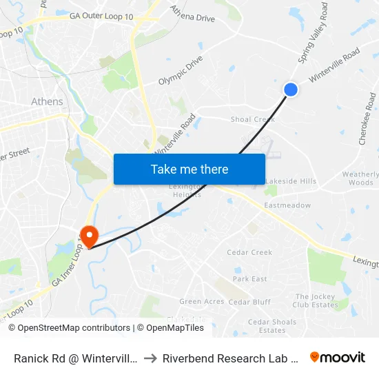 Ranick Rd @ Winterville Rd to Riverbend Research Lab South map
