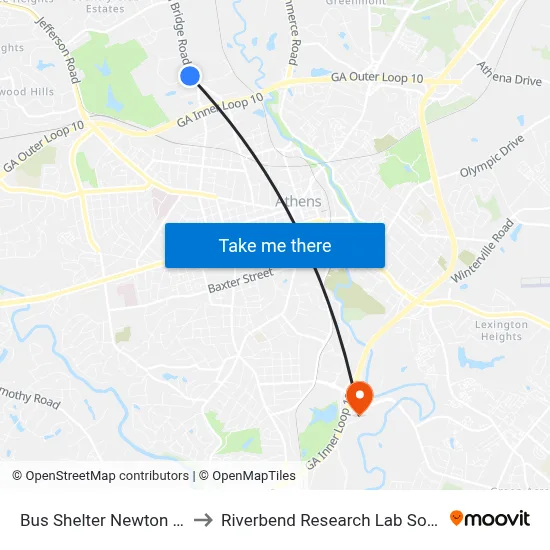 Bus Shelter Newton Rd to Riverbend Research Lab South map