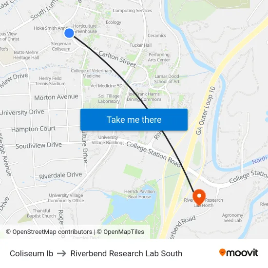 Coliseum Ib to Riverbend Research Lab South map