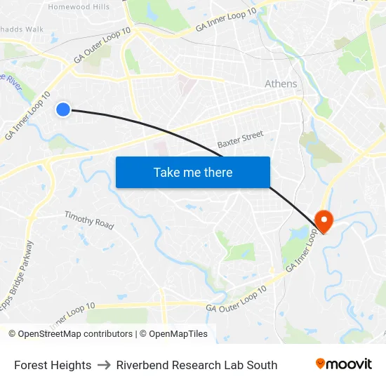 Forest Heights to Riverbend Research Lab South map