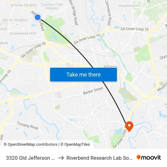3320 Old Jefferson Rd to Riverbend Research Lab South map