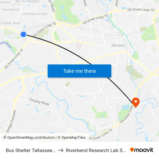 Bus Shelter Tallassee Rd to Riverbend Research Lab South map