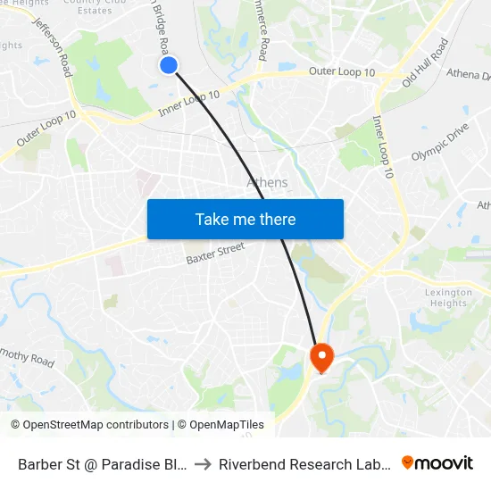 Barber St @ Paradise Blvd Nb to Riverbend Research Lab South map