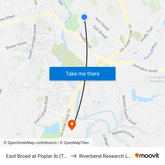 East Broad at Poplar Ib (Temporary) to Riverbend Research Lab South map