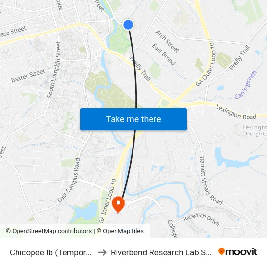 Chicopee Ib (Temporary) to Riverbend Research Lab South map