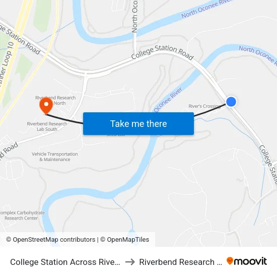 College Station Across Rivers Crossng Ib to Riverbend Research Lab South map