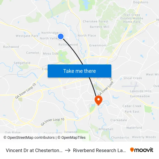 Vincent Dr at Chesterton Way Ib to Riverbend Research Lab South map