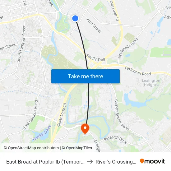 East Broad at Poplar Ib (Temporary) to River's Crossing #2 map