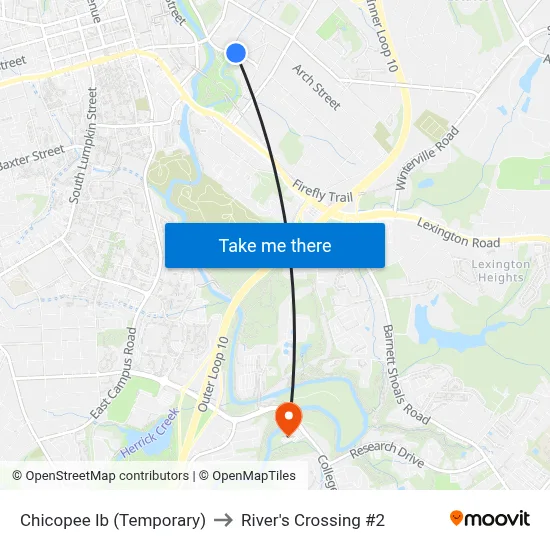 Chicopee Ib (Temporary) to River's Crossing #2 map