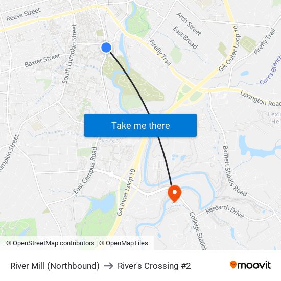 River Mill (Northbound) to River's Crossing #2 map