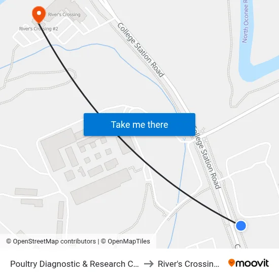 Poultry Diagnostic & Research Center to River's Crossing #2 map