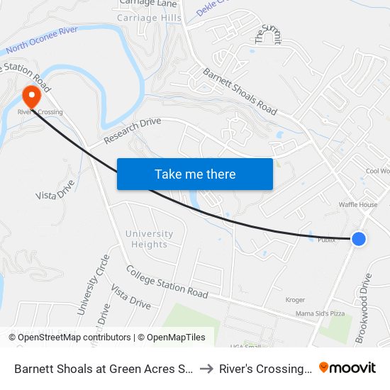 Barnett Shoals at Green Acres Sc Ob to River's Crossing #2 map