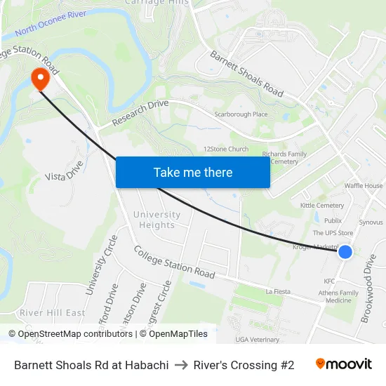 Barnett Shoals Rd at Habachi to River's Crossing #2 map