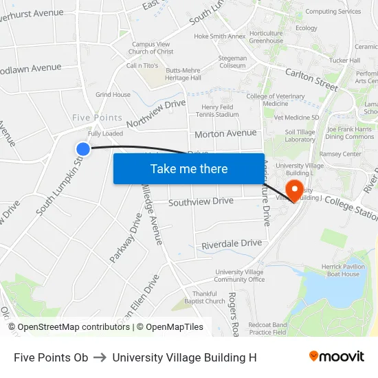 Five Points Ob to University Village Building H map