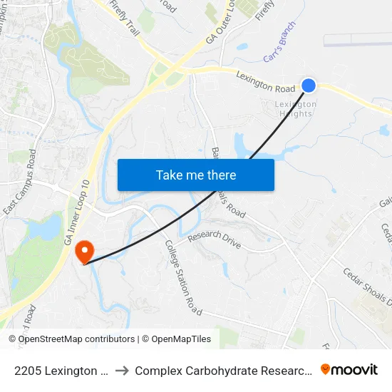 2205 Lexington Road to Complex Carbohydrate Research Center map