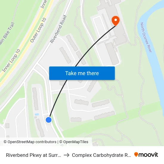 Riverbend Pkwy at Surrey Sq Apts Ob to Complex Carbohydrate Research Center map