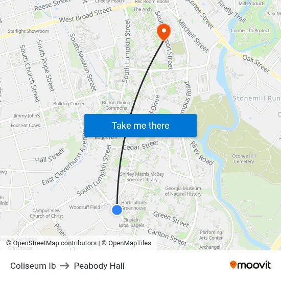 Coliseum Ib to Peabody Hall map