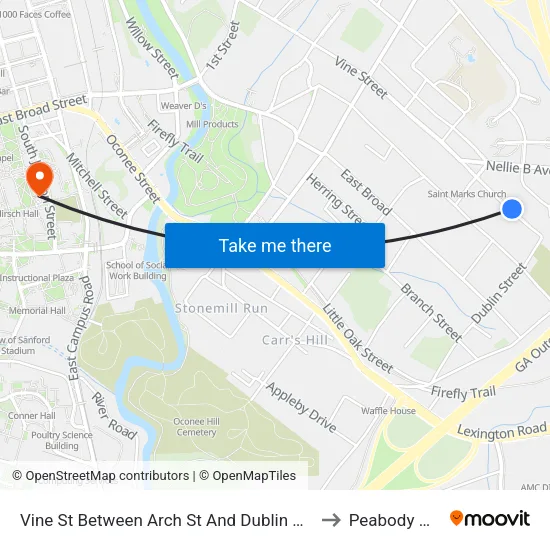 Vine St Between Arch St And Dublin St Ob to Peabody Hall map