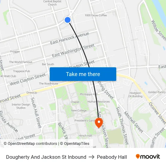 Dougherty And Jackson St Inbound to Peabody Hall map