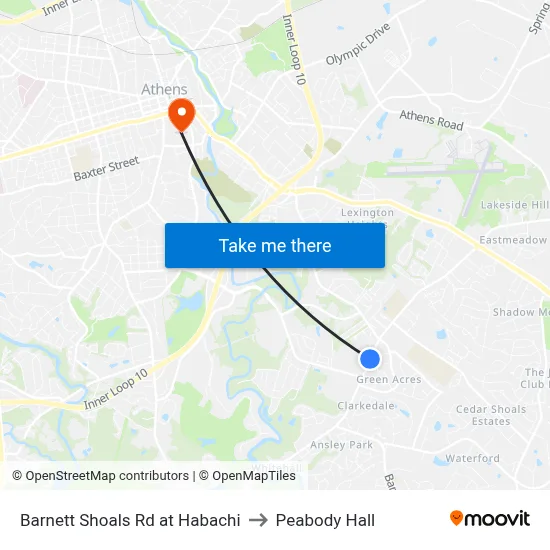 Barnett Shoals Rd at Habachi to Peabody Hall map