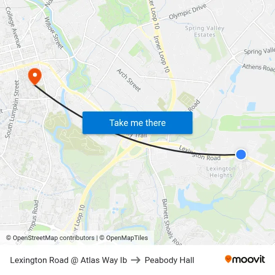 Lexington Road @ Atlas Way Ib to Peabody Hall map
