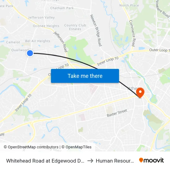 Whitehead Road at Edgewood Drive to Human Resources map