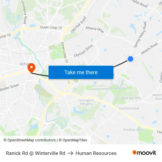 Ranick Rd @ Winterville Rd to Human Resources map