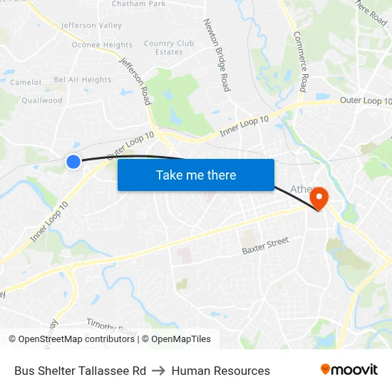 Bus Shelter Tallassee Rd to Human Resources map