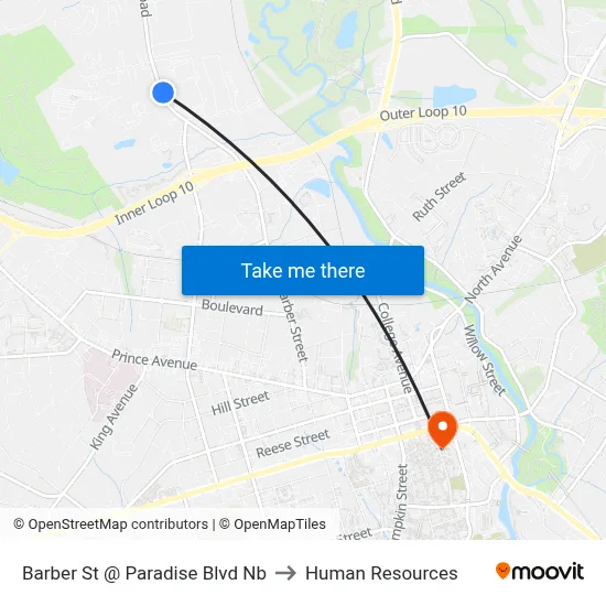 Barber St @ Paradise Blvd Nb to Human Resources map