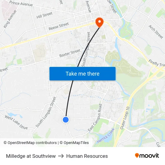 Milledge at Southview to Human Resources map