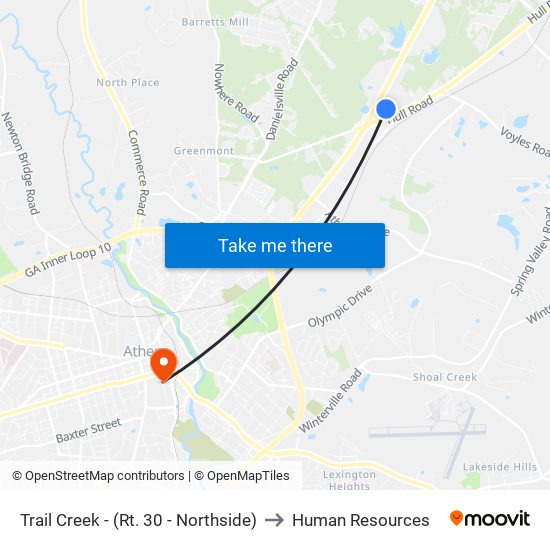 Trail Creek - (Rt. 30 - Northside) to Human Resources map