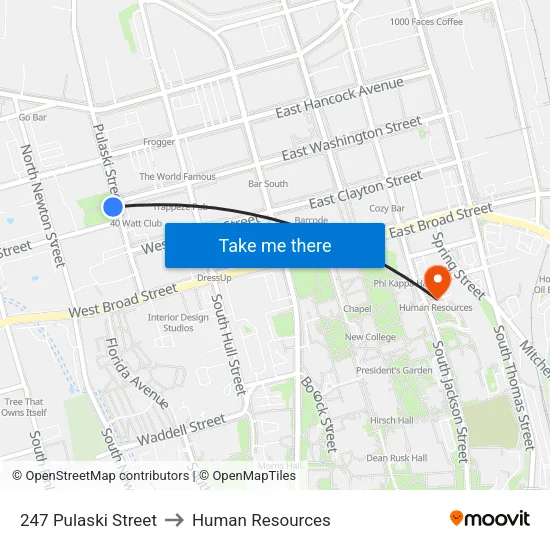 247 Pulaski Street to Human Resources map