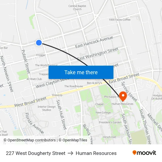 227 West Dougherty Street to Human Resources map