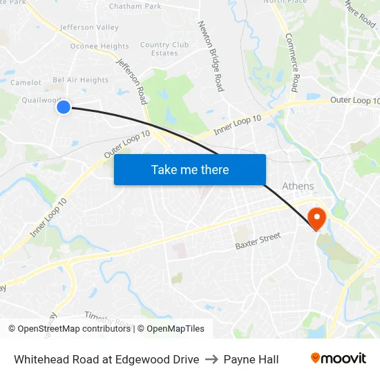 Whitehead Road at Edgewood Drive to Payne Hall map