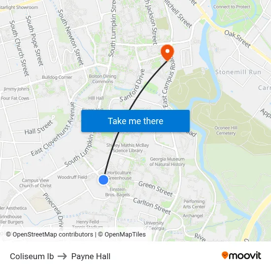 Coliseum Ib to Payne Hall map
