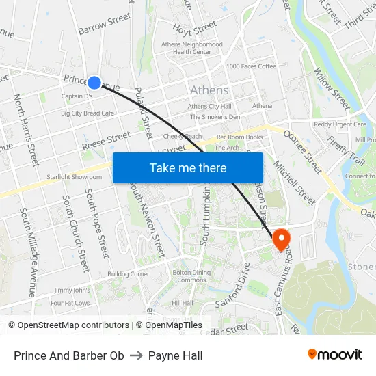 Prince And Barber Ob to Payne Hall map
