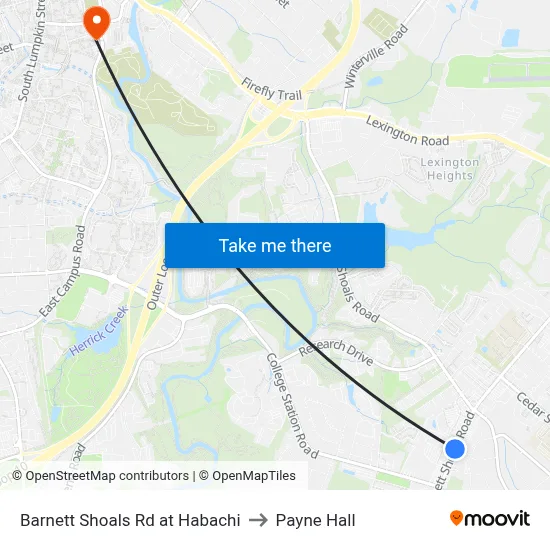 Barnett Shoals Rd at Habachi to Payne Hall map
