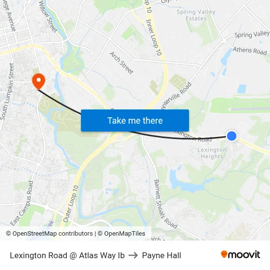 Lexington Road @ Atlas Way Ib to Payne Hall map