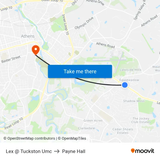 Lex @ Tuckston Umc to Payne Hall map