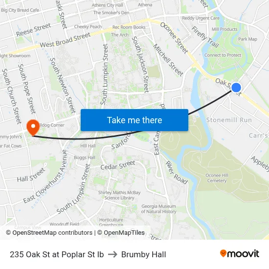 235 Oak St at Poplar St Ib to Brumby Hall map