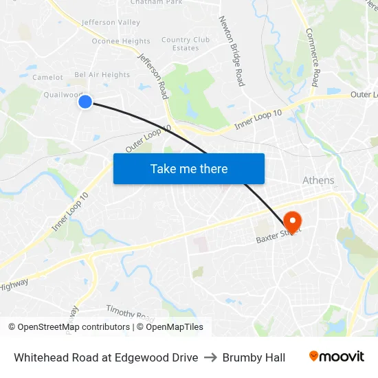 Whitehead Road at Edgewood Drive to Brumby Hall map